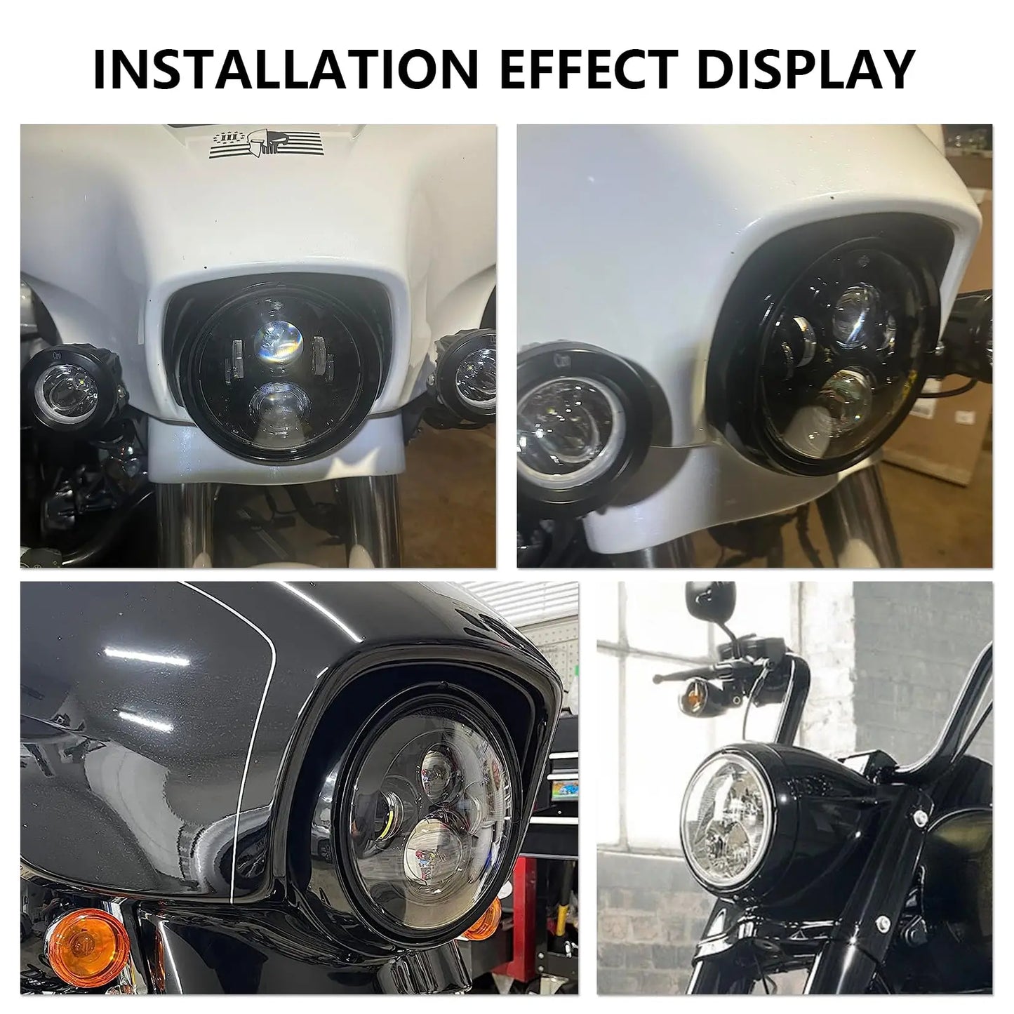 Motorcycle 7" Headlight Lamp Trim Ring Cover Headlight Assembly for harley Touring Road King Electra Glide Street FLHT FLHR