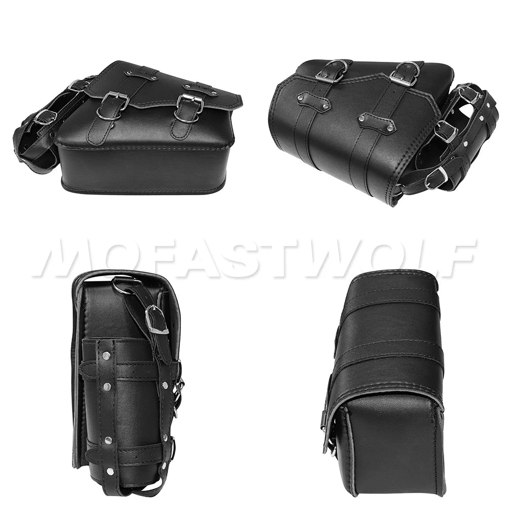 Motorcycle Bag For Harley Sportster Honda Suzuki Yamaha Kawasaki Leather Motorcycle Saddle Bag Waterproof Side Bags Tool Pouch