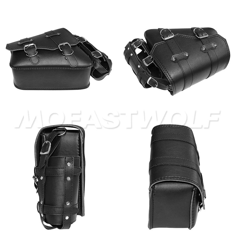 Motorcycle Bag For Harley Sportster Honda Suzuki Yamaha Kawasaki Leather Motorcycle Saddle Bag Waterproof Side Bags Tool Pouch