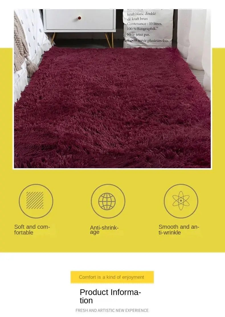 VIKAMA Simple Silk Wool Plush Carpet Bedroom Living Room Bed Blanket Solid Color High - Grade Soft Blanket Room Coffee Table Mat - Jaico Online Shop