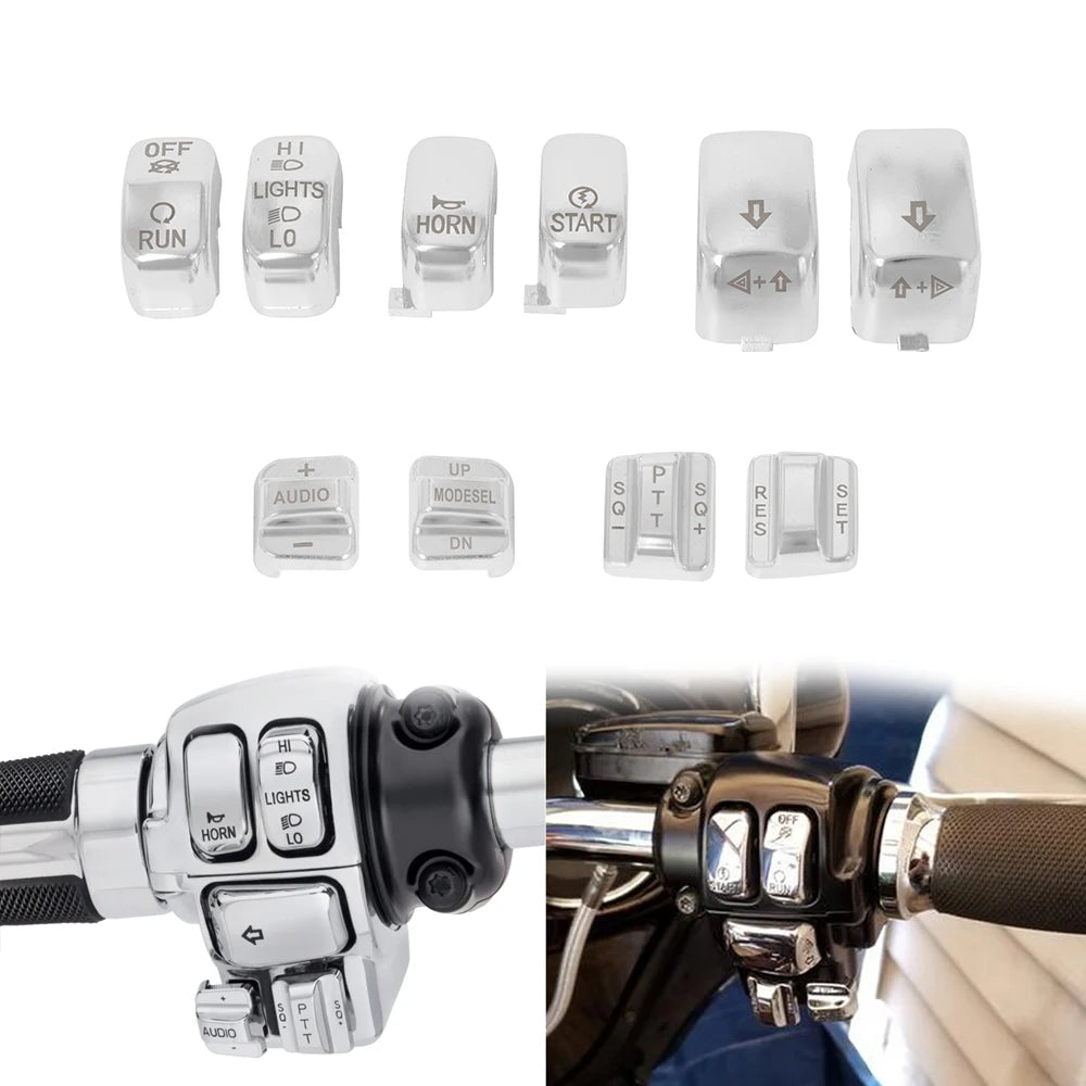 For Harley Touring Street Electra Glide FLHT FLHTC FLHX 1996-2013 Motorcycle 10pcs Hand Control Switch Housing Button Caps