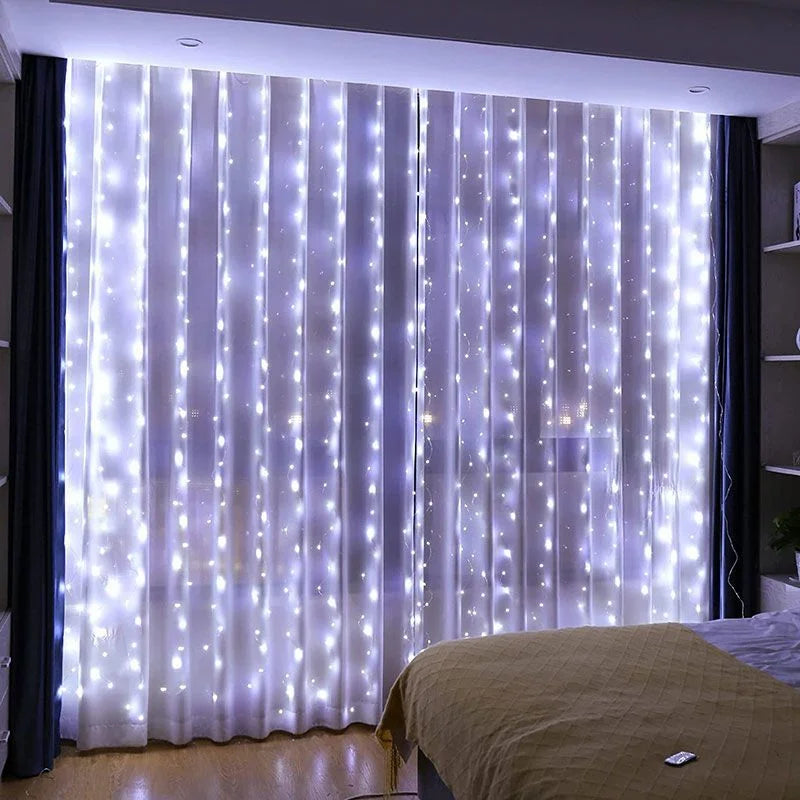 3/6M USB LED Curtain 8Modes Remote Control String Lights Holiday Wedding Fairy Garland Lights For Bedroom Living Room Decor