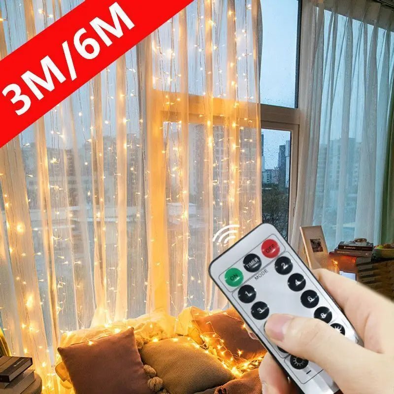 3/4/6m Curtain LED String Lights Garland USB Festoon Remote Control Fairy Garland Lights Christmas Decoration for Bedroom Home - Jaico Online Shop