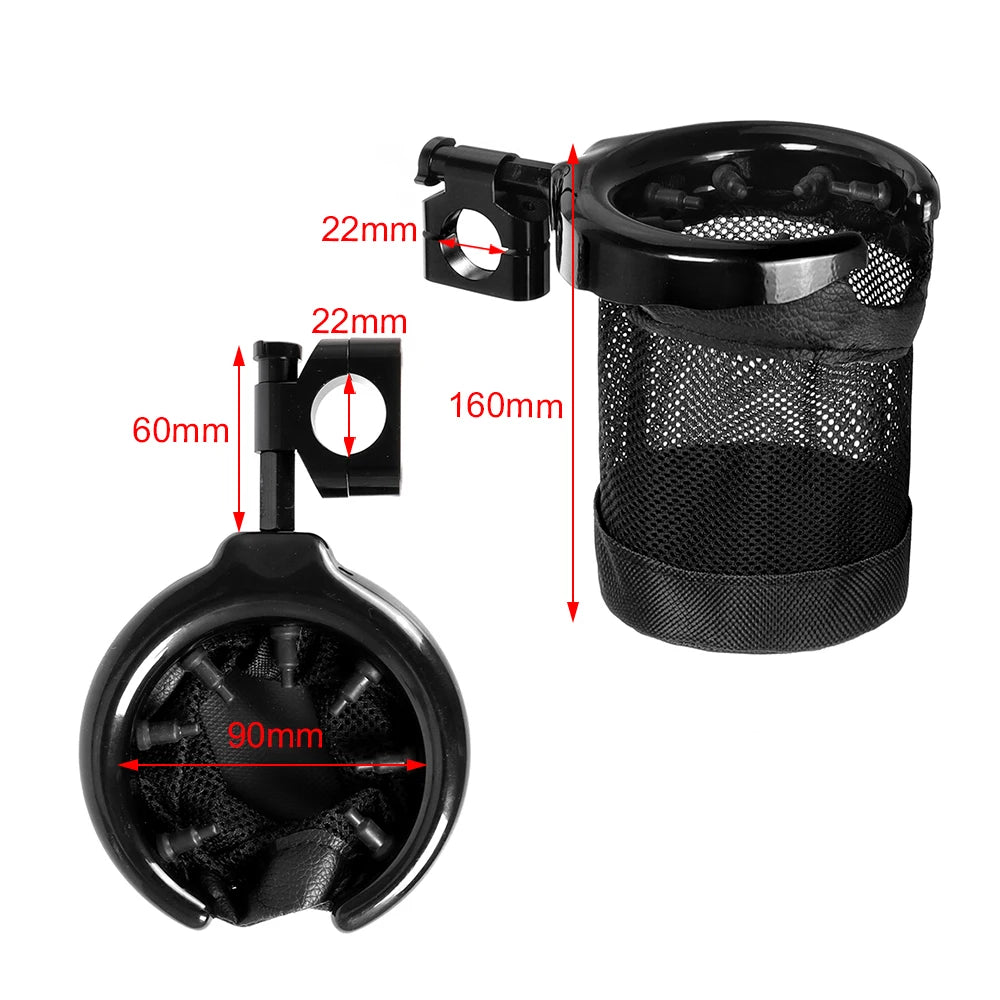 Motorcycle Drink Cup Holder 22mm/ 25mm Handlebar Cup Bottle Holder Aluminum For Harley Touring Street Glide ATV Universal
