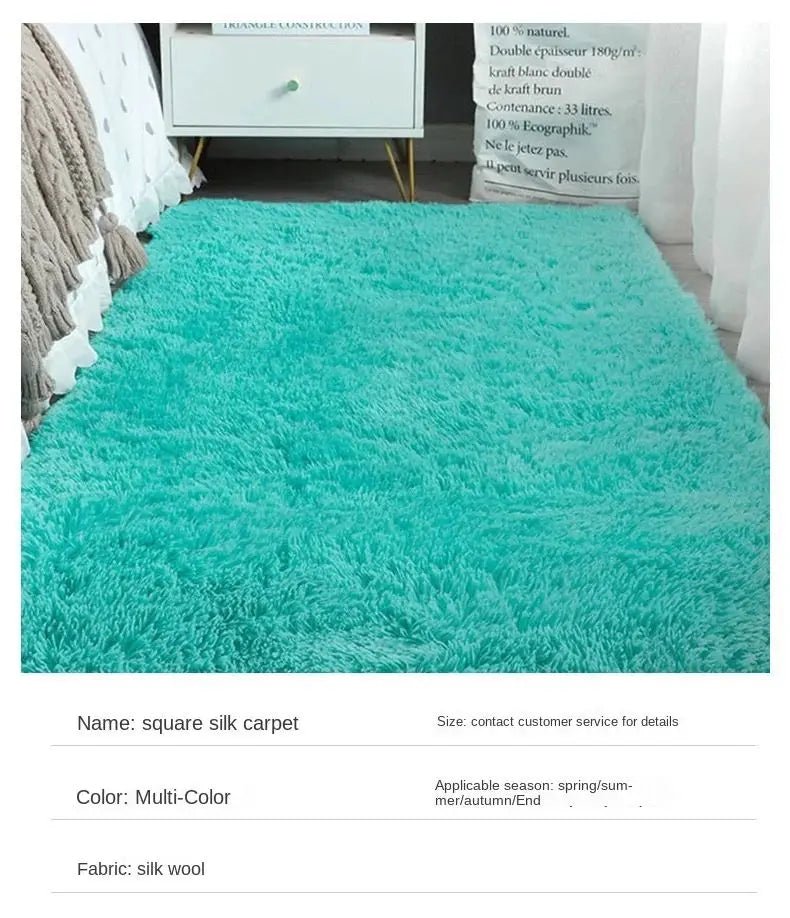 VIKAMA Simple Silk Wool Plush Carpet Bedroom Living Room Bed Blanket Solid Color High - Grade Soft Blanket Room Coffee Table Mat - Jaico Online Shop