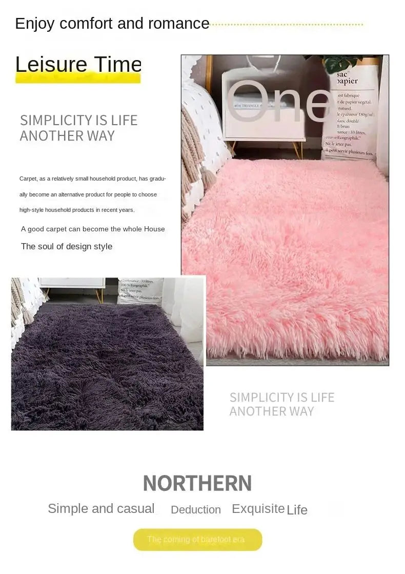 VIKAMA Simple Silk Wool Plush Carpet Bedroom Living Room Bed Blanket Solid Color High-Grade Soft Blanket Room Coffee Table Mat