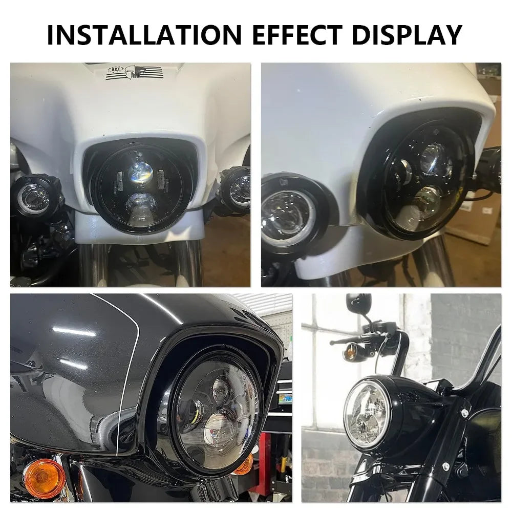 Motorcycle 7" Headlight Lamp Trim Ring Cover Headlight Assembly for harley Touring Road King Electra Glide Street FLHT FLHR