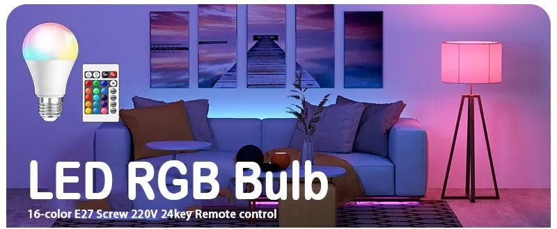 16 Colors RGB Bulb LED Multicolor Bulb E27 220V Household Lighting Dimmable 24 Key Remote Control Smart Lamp Atmosphere Light - Jaico Online Shop