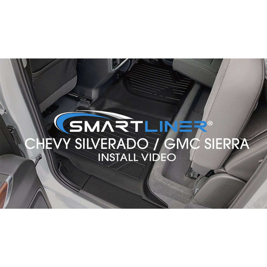 SMARTLINER Custom Fit Floor Liners For 2019-2024 Chevrolet Silverado 1500 Double Cab with Carpet Flooring and 1st Row Bench Seat with OTH Coverage (with 2nd Row Under Seat Storage)