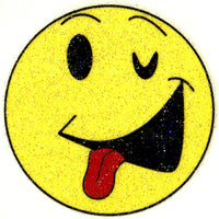 WINKING HAPPY FACE Glitter Temporary Tattoo 2x2