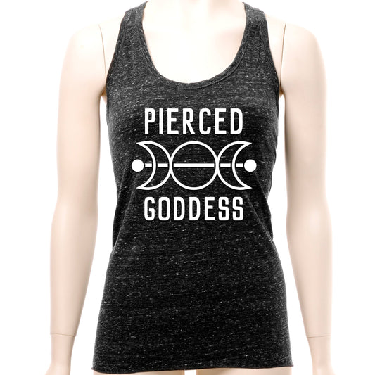 Pierced Goddess Black Gray Cosmic Twist Back Tank Top