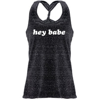 Hey Babe Black Gray Cosmic Twist Back Tank Top