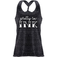 Pretty in Ink Black Gray Cosmic Twist Back Tank Top