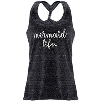 Mermaid Life Black Gray Cosmic Twist Back Tank Top