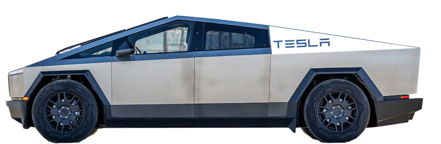 "TESLA" Bedside Panel Decals For The 2023-2026 Tesla Cybertruck (x2)