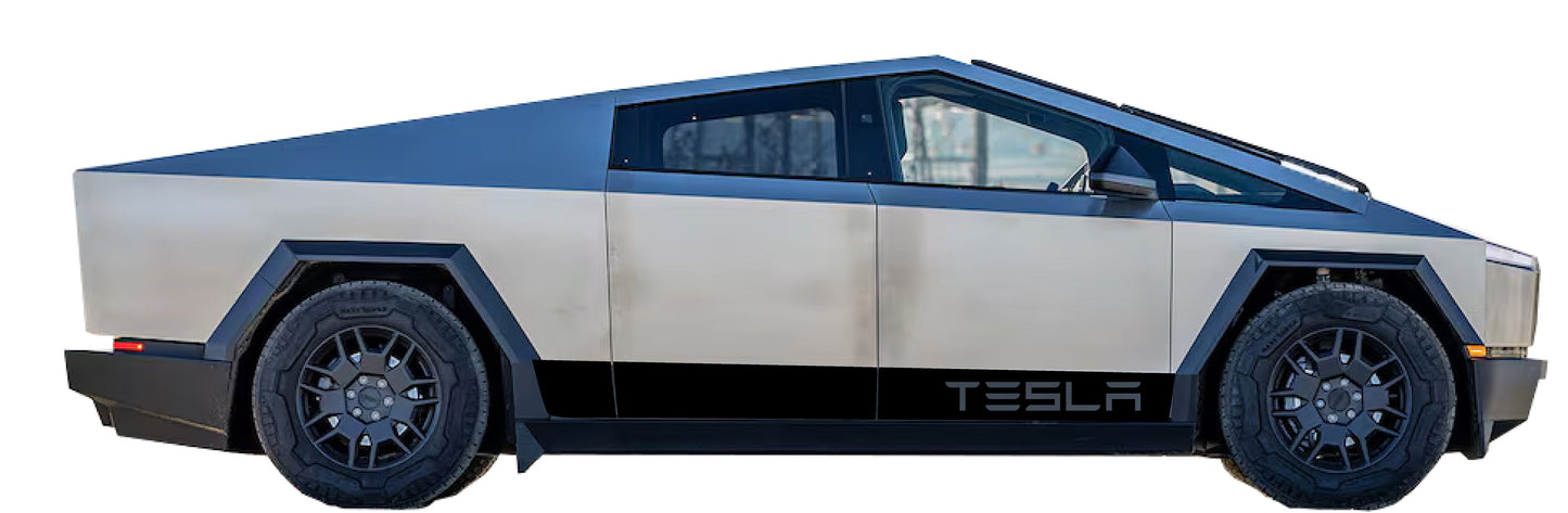 "Tesla" Rocker Stripe Decals For The 2023-2026 Tesla Cybertruck (x2)