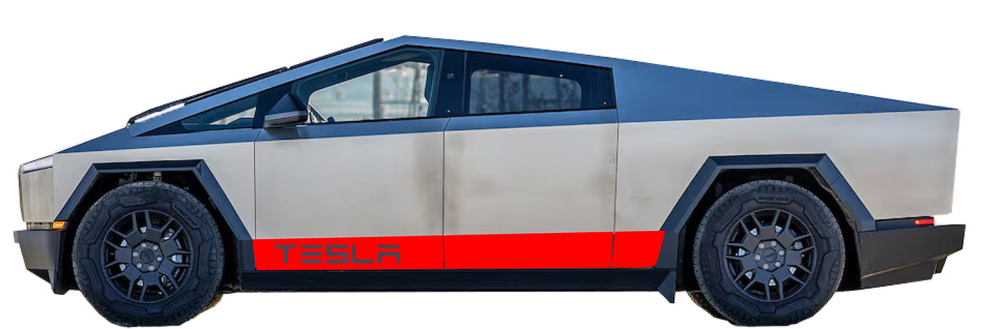 "Tesla" Rocker Stripe Decals For The 2023-2026 Tesla Cybertruck (x2)