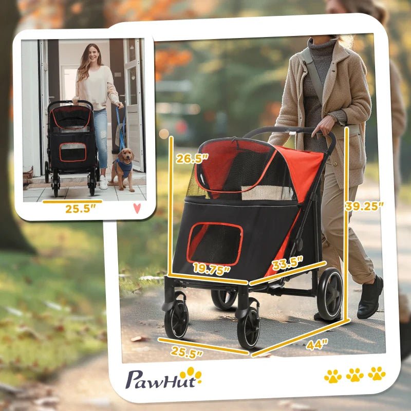 One - Click Foldable Stroller for Large Medium Small Dogs, Pet, Cats with Storage - Jaico Online Shop