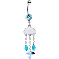 Aqua Gem Cloudy Day Umbrella Dangle Belly Ring