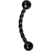 16G 3/8 Black IP Seriously Twisted Curved Eyebrow Ring