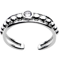 Clear CZ Gem Silver Plated Cocktail Party Toe Ring