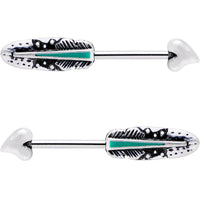 9/16 Faux Turquoise Southwest Heart Arrow Barbell Nipple Ring Set
