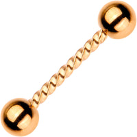 14G 5/8 Rose Gold Tone IP Seriously Twisted Barbell Tongue Ring