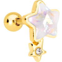 1/4 White Faux Opal Gold Tone Star Child Cartilage Tragus Earring