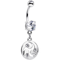 Clear CZ Gem Triskele Spiral Dangle Belly Ring