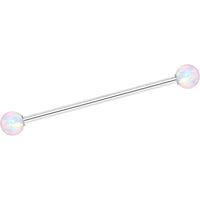 14G White 5mm Synthetic Opal Ball Industrial Barbell 32mm