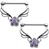14G 9/16 Purple Gem Power Star Nipple Clicker Set