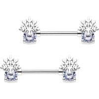 9/16 Clear Gem Heavenly Tree of Life Barbell Nipple Ring Set