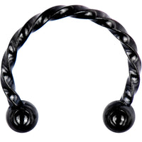 16G 3/8 Black Seriously Twisted Horseshoe Circular Barbell