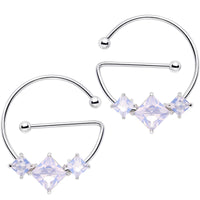 14G 5/8 Aurora Gem Glam Trio Universal Nipple Ring Set