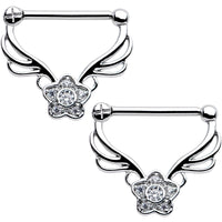 14G 9/16 Clear Gem Power Star Nipple Clicker Set