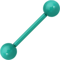 14G 5/8 Green Acrylic Over Steel Barbell Tongue Ring
