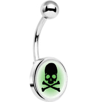 Green Black Skull Belly Ring