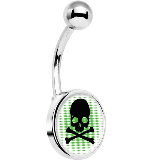 Green Black Skull Belly Ring