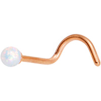 White 2.5mm Synthetic Opal Ball Rose Gold Tone Left Nose Screw