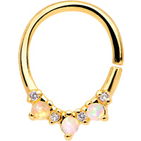 16G White Synthetic Opal Gold Tone Perfect Pairing Seamless Ring