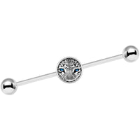 14G Black White Leopard Eyes Industrial Barbell 37mm