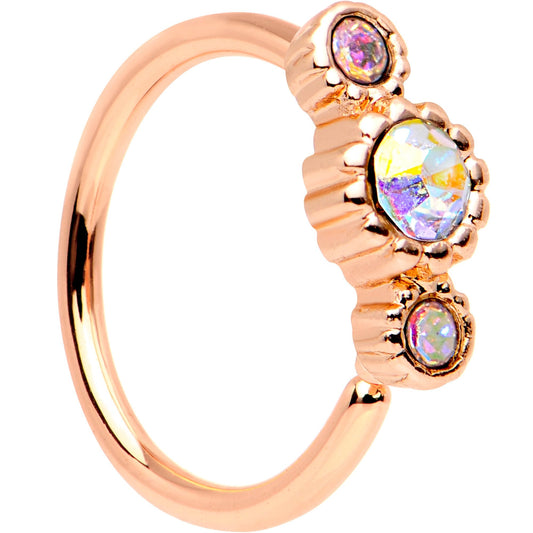 20G Aurora CZ Gem Rose Gold IP Triplet Seamless Circular Ring