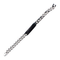 Mens Stainless Steel and Solid Carbon Graphite ID Curb Chain Bracelet