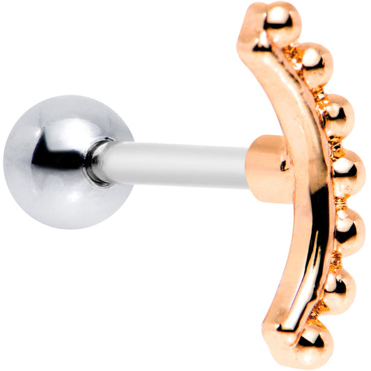 16G 1/4 Rose Gold Tone Crescent Arc Cartilage Tragus Earring