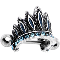 16G 1/4 Aqua Blue Tribal Headdress Helix Cuff Cartilage Earring