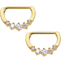 Clear Gold PVD Glam Nipple Clicker Set Created with Crystals
