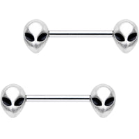 14G 9/16 Gray Alien Barbell Nipple Ring Set