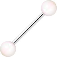 Metallic White 6mm Acrylic Ball Barbell Tongue Ring