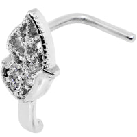 18G Clear CZ Leaf Faux Hoop L Shaped Nose Ring