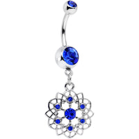 Royal Blue Gem Twist Flower Dangle Belly Ring